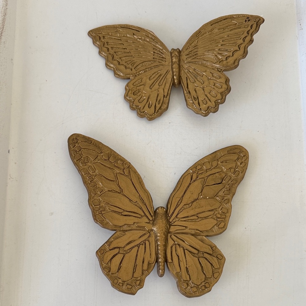 Mid Century Homco Butterfly Wall Plaques - Set of 2 - 1960s